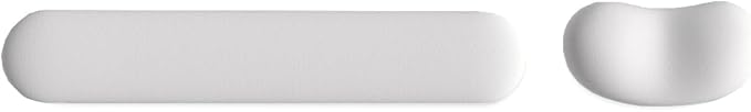 Ergonomic Wrist Rest Set for Keyboard and Mouse | Cooling Gel & Slow-Rebound Memory Foam Palm Support Pad | Luxe Leather, Minimalist, Non-Slip PU Base for Office, Laptop & Gaming (03White)