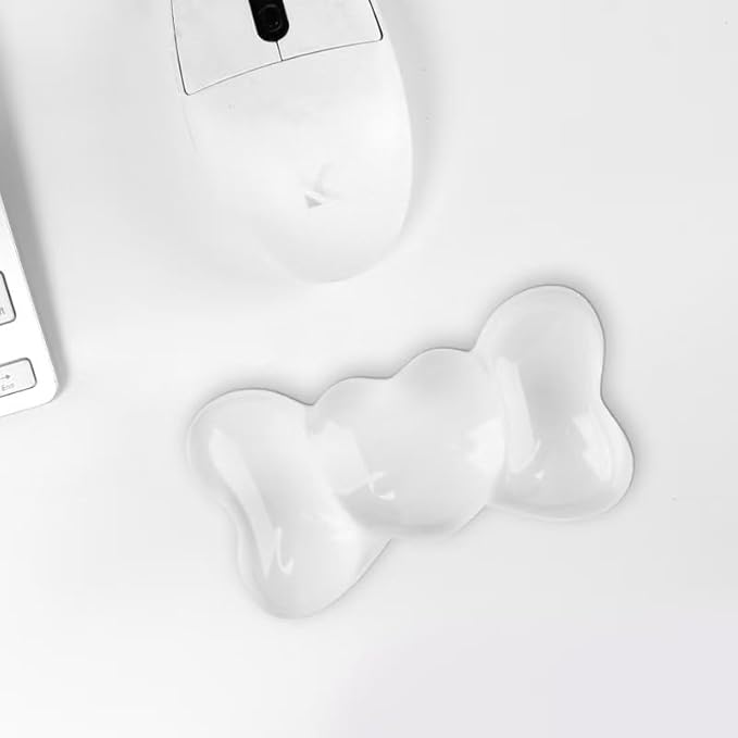 Gel Wrist Rest for Keyboard and Mouse Transparent White Bow Elbow Pad Cushion Ergonomic Cute Clear Cool Heart Mouse Wrist Pad Silicone Non-Slip Support for Computer Gaming Home Office Girl Hand Pillow