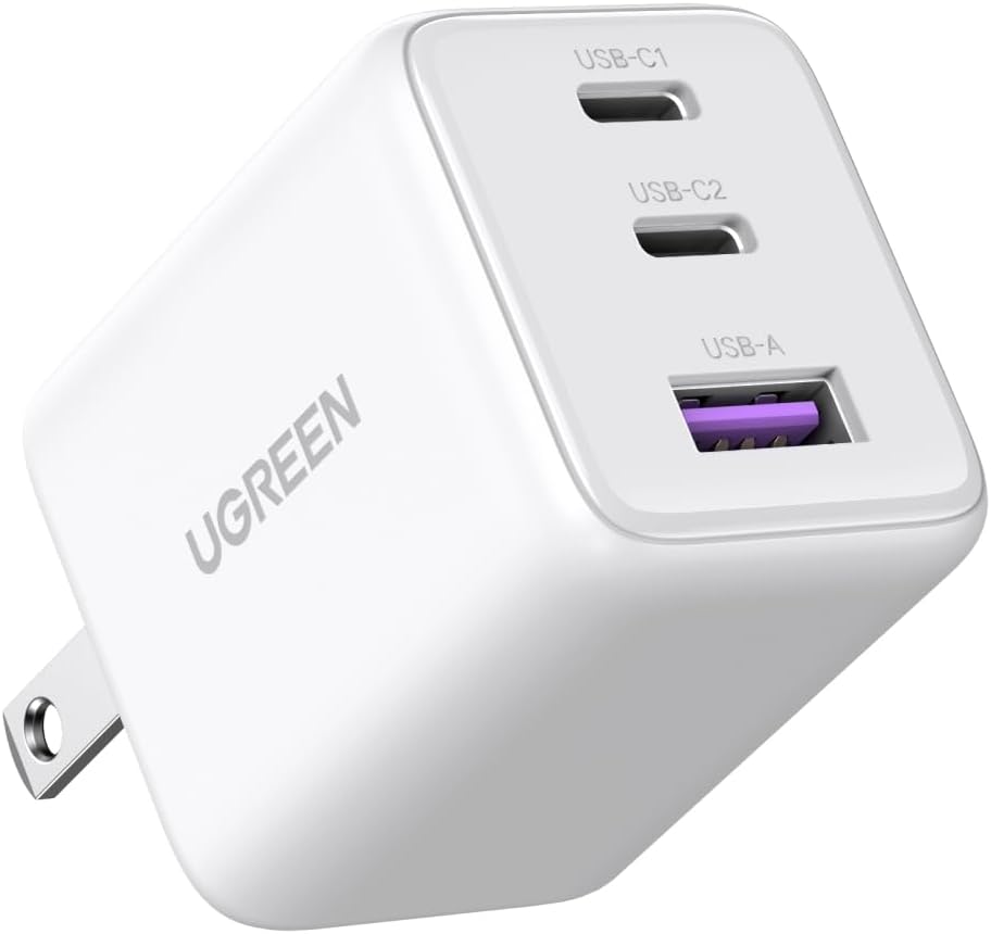 UGREEN 3-Port 30W USB C Charger, GaN II Compact iPhone Charger Fast Charging, Type C Power Adapter for iPhone 17/16/15 Series, Samsung Galaxy S25/24/23, iPad, White