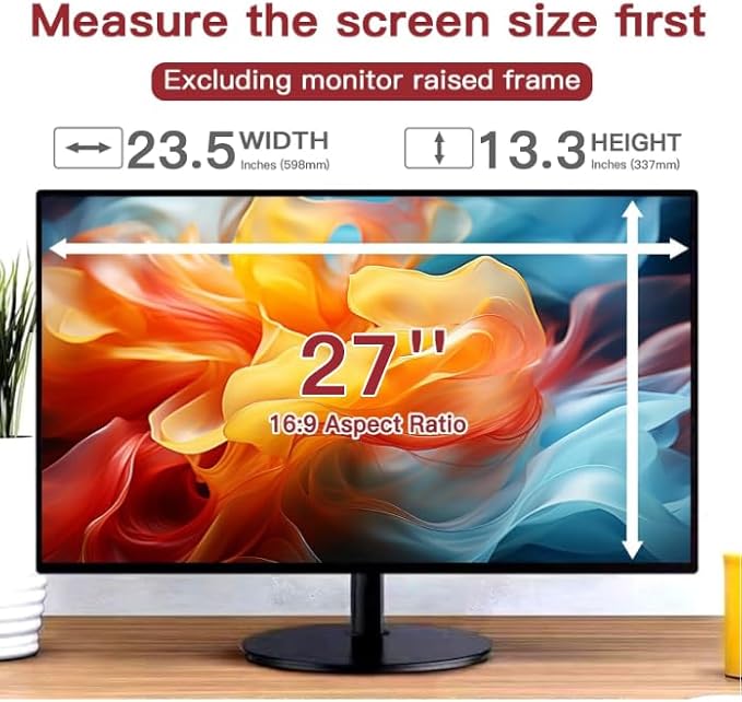 2 Pack 27 Inch Privacy Screen for Computer Monitor 16:9 Aspect Ratio, Eye Protection Anti Glare Computer Screen Cover, Removable Anti-Scratch Computer Screen Privacy Shield for 27'' Widescreen Monitor