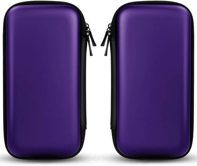 iMangoo Travel Essential Electronics Organizer Charger Case, Shockproof Dual Zipper Power Bank Cables Tech Accessories Pouch Purse, Men & Women Travel Must Have Storage Bag, 6.5x3.2x1 inch Purple