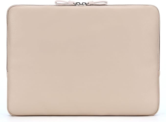 MOSISO Laptop Sleeve Bag 13 inch Compatible with MacBook Air 13.6 inch 2025-2022 M4 M3 M2/Air 13 inch 2022-2018 M1/Pro 13 2025-2016 M2 M1, PU Leather Padded Bag Waterproof Case, Apricot