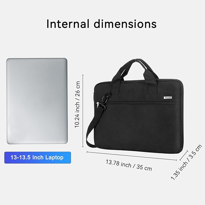 Voova Laptop Bag 13-14 Inch, 360° Protective Laptop Case Sleeve with Shoulder Strap Compatible with Macbook Air 13, MacBook Pro 13/14, Waterproof Computer Bag Slim Briefcase for Men Women, Black