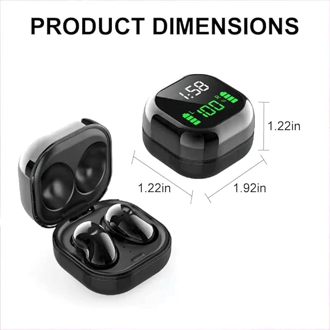 Acuvar Fully Wireless Bluetooth 5.1 Rechargeable iPX4 Waterproof Sweatproof Earbud Headphones with Microphone, Micro USB LCD Clock Charging Case Surround Stereo Bass and Noise Cancelling Calls (Black)