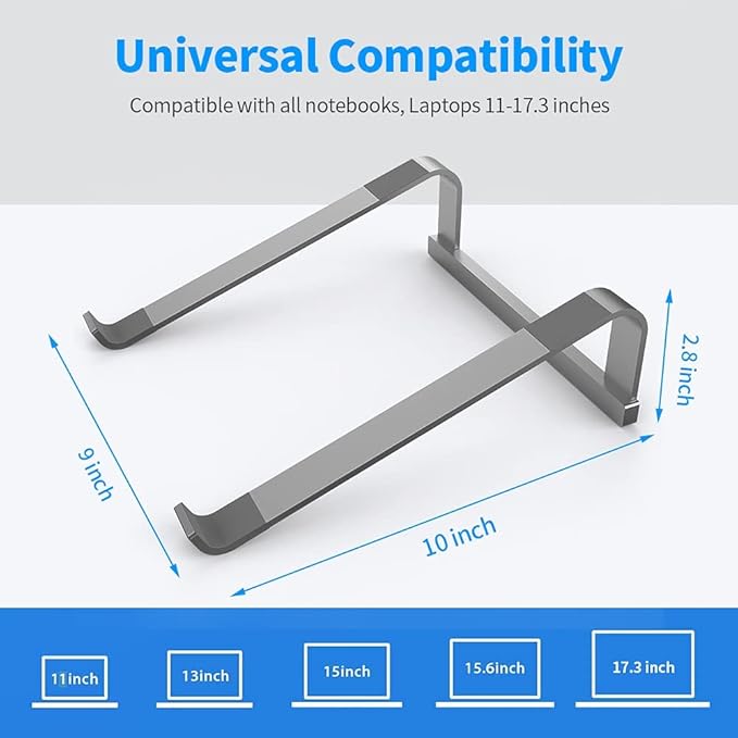 LENRUE Laptop Stand for Desk,Stable MacBook Pro Stand,Ergonomic Aluminum Computer Riser for 12 13 15 16.2 inch ,Computer Cooling Stand for Mac MacBook Pro Air,HP, Dell, More PC Notebook (Space Gray)