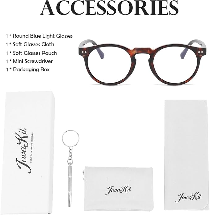 JOVAKIT Round Blue Light Glasses for Women Men Fashion Retro 90s Small Frame Computer Eyeglasses Anti Eyestrain