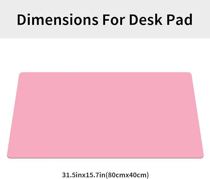 Large Office Leather Desk Mat, Large Mouse and Keyboard Pad, Laptop Pad, Desktop Protector(Pink, 31.5 in. x 15.7 in.)