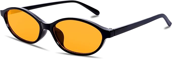 GUVIVI Retro Oval Sunglasses for Women Chic Cat Eye 90s Sunnies Lightweight Narrow Shades Trendy UV protection Sun Glasses