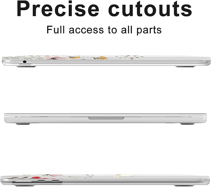 G JGOO Compatible with MacBook Air 13 inch Case 2026 2025-2022 M5 A3449 M4 A3240 M3 A3113 M2 A2681, Clear Hard Shell for MacBook Air 13.6 inch Case + Keyboard Cover + Screen Protector, Garden Flower