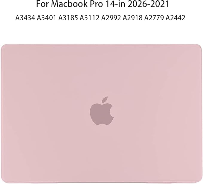 EooCoo Case Compatible with MacBook Pro 14 inch M5 2026-2021 M4 M3 M2 M1 Pro/Max Chip, Hard Shell Cases with Keyboard Cover, Screen Protector - Matte Pink
