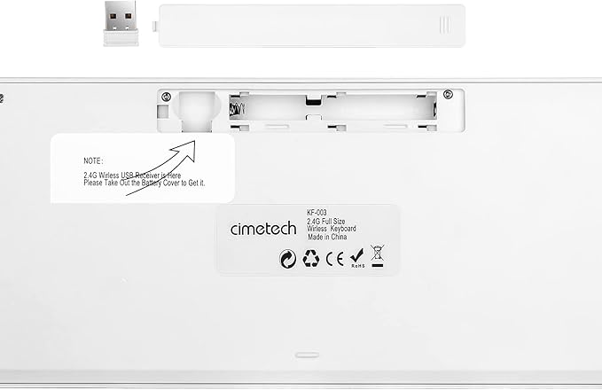 Cimetech Wireless Keyboard - 2.4G Full Size with Number Pad, Silent Ergonomic, 110 Keys, for Laptop, Desktop, PC, Mac, Windows 10/8/7/XP (Aqua Green)