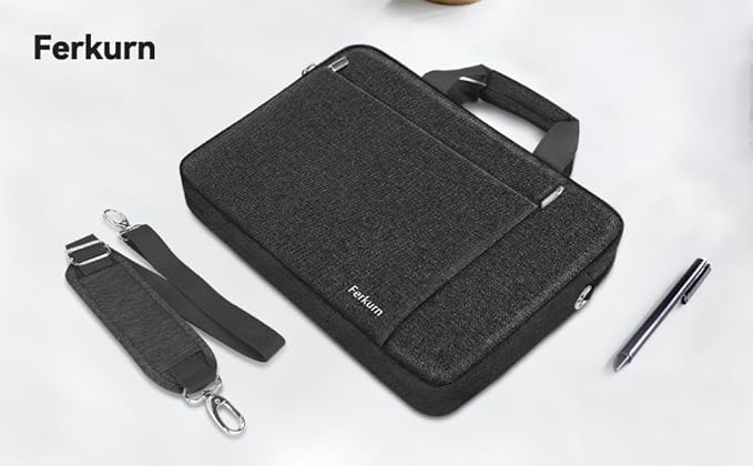 Ferkurn Laptop Bag Case for Women Men Computer Bag Compatible with HP Envy Pavilion Omen/LG Gram/MSI/Dell Inspiron XPS/Lenovo/Acer, Shoulder Strap Carrying Messenger Briefcase, Black, 15.6 16 Inch