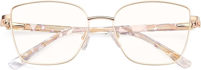 Dollger Blue Light Blocking Glasses for Women Trendy Oversized Computer Eyeglasses Cat Eye Metal Frame bluelight glasses Gold