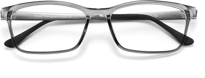 Cyxus Blue Light Glasses Computer Glasses UV Blocking GRP Square Frame Clear Lens Ultra Light Eyewear T34