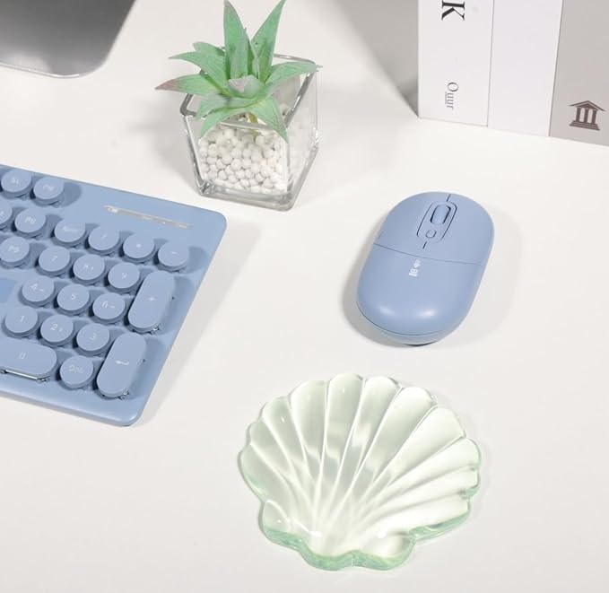 Gel Wrist Rest for Keyboard and Mouse Green Shell Keyboard Wrist Rest Set Ergonomic Cute Transparent Clear Cool Mouse Wrist Pad Silicone Non-Slip Support for Computer Gaming Home Office Ocean Beach