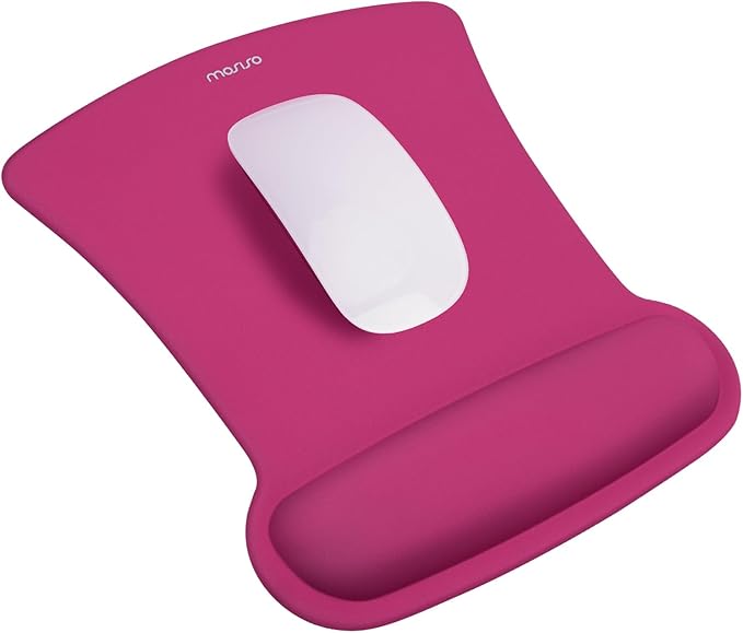 MOSISO Wrist Rest Support for Mouse Pad & Keyboard Set, Ergonomic Mousepad Non-Slip Base Home/Office Pain Relief & Easy Typing Cushion with Neoprene Cloth & Raised Memory Foam, Rose Red