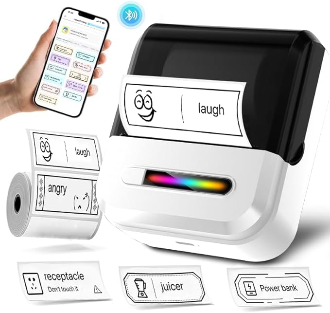 U1 Label Maker Machine,Portable Thermal Label Printer,Mini Bluetooth Inkless Label Stickers Makers for Home Storage School Business Office,Labeler Compatible with iOS & Android(White)