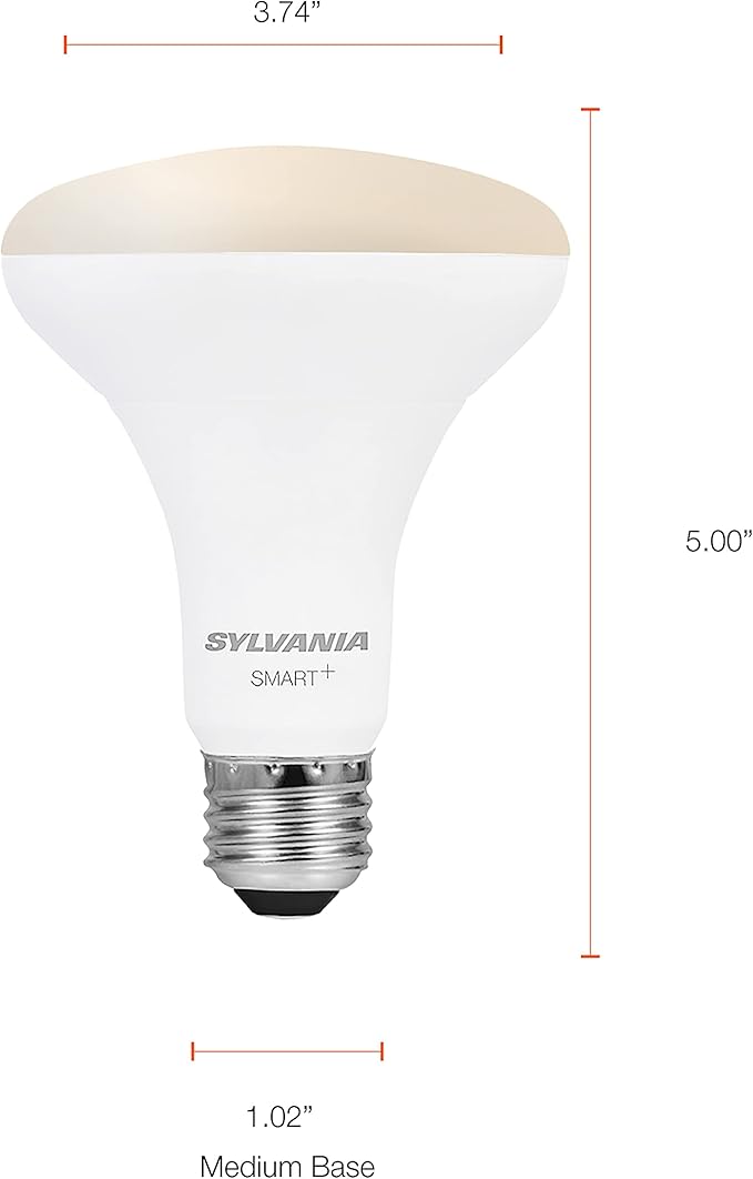 Sylvania WiFi LED Smart Light Bulb, 65W Equivalent Dimmable Soft White BR30, Works with Alexa and Google Home Only - 4 Pack (75689)