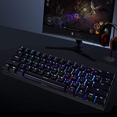 MOTOSPEED 60% Mechanical Keyboard Portable 61 Keys RGB LED Backlit Type-C USB Wired Office/Gaming Keyboard for Mac, Android, Windows(Blue Switch)