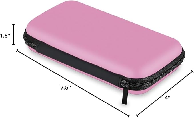 iMangoo Travel Essential Electronics Organizer Charger Case, Shockproof Dual Zipper Power Bank Cables Tech Accessories Pouch Purse, Men & Women Travel Must Have Storage Bag, 6.5x3.2x1 inch Pink