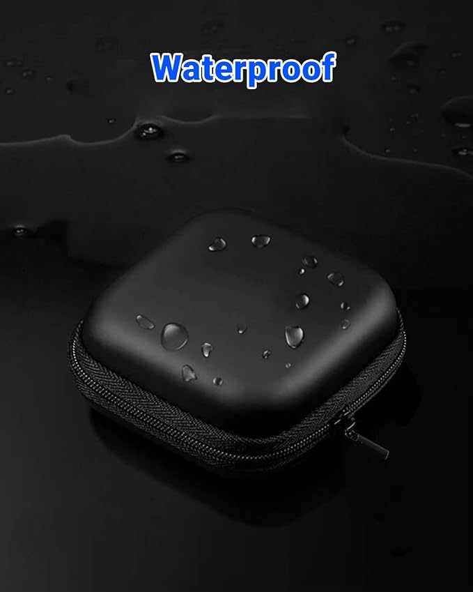 Small Waterproof Tech Organizer Pouch (3.86x3.86x1.5in) - Compact Travel Storage Bag for Chargers, Cables & Gadgets, Internal Space 3.31x3.31x1.18in (Black)