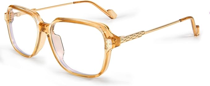 VISOONE Oversized Blue Light Blocking Glasses with Chic Square TR90 Frame and Metal Temple for Women Men REMY