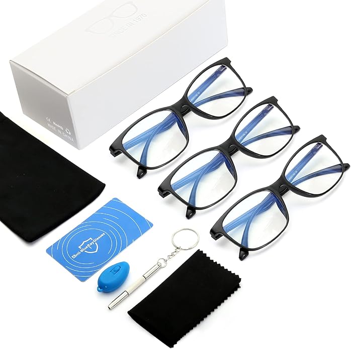 Oilway Blue-Light Blocking Glasses for Women Men - 3Pack Computer Reading/Gaming/TV/Phones Glasses Anti Eyestrain