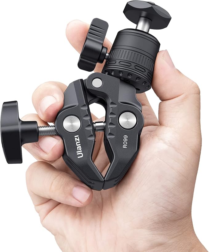 ULANZI R099 Super Clamp Camera Mount with 360° Ballhead for Bike/Bicycle/Motorcycle Handlebar Pole Tripod Tube Crossbar Gimbal Rods Mount for Insta360/GoPro/AKASO/DJI/Phone/DSLR/Light/Monitor - Image 7
