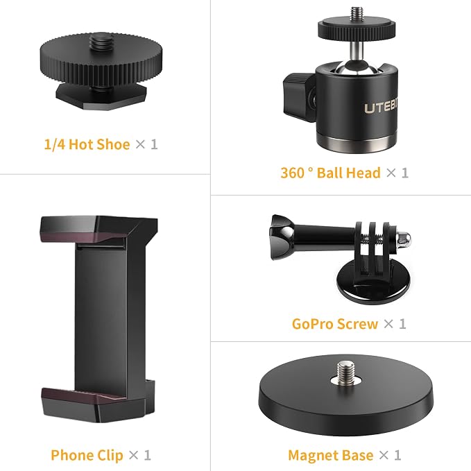 UTEBIT Magnetic Camera Mount for Action Camera, 66lb Strong Magnetic Mount with 360?? Rotation Ball Head for Car or Magnetic Surfaces, Compatible with Gopro Hero 13, DJI Osmo Action Osmo Nano, Insta360 - Image 7