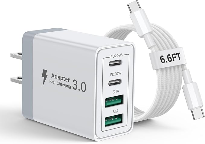 iPhone 16 15 Charger Fast Charging, 20W Dual Port USB C Charger Block with 6FT USB C Charging Cable Cord for iPhone 16 15 14 13 12 11 Pro Max XS, iPad, Samsung Phone, Tablet