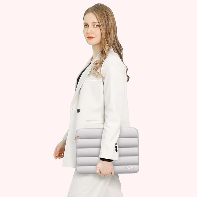 MOSISO Laptop Case 13.3 inch,13-13.3 inch Puffy Laptop Sleeve Compatible with MacBook Air 13.6 M5 M4 M3 M2 M1/Neo/Pro 13/14,HP Dell ASUS Lenovo,Polyester Horizontal Bag with Small Case, Gray