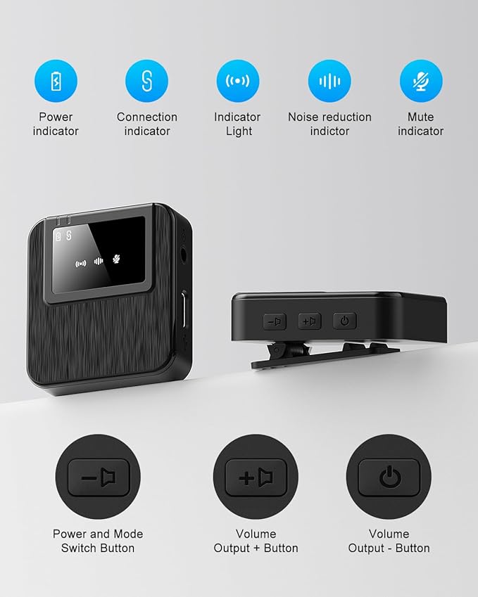 3-in-1 Mini Microphone for iPhone, Android, Camera - 328ft Long Range, 20H Battery Life, Wireless Microphones, Lapel Mic with AI Noise Reduction for Video Recording, Content Creators