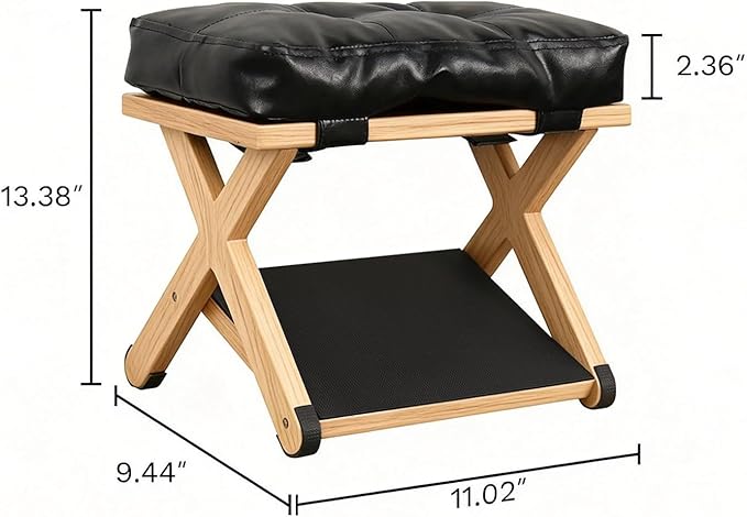Wooden Under Desk Footrest with Non-Slip Rubber Stepping Surface, Ergonomic Foot Stool for Home Office Gaming Work Posture Support (Wood Color)