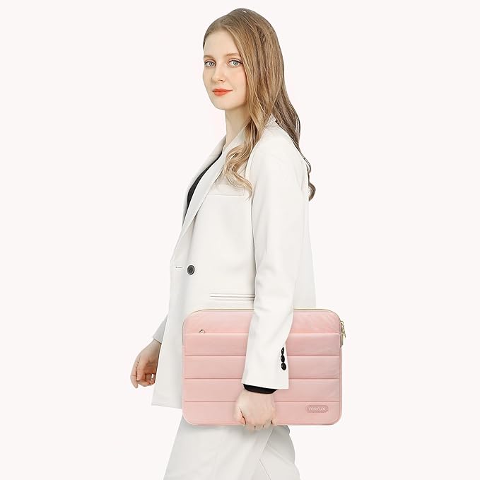 MOSISO 13-14 inch Laptop Case, 13.3 inch Laptop Sleeve Compatible with MacBook Air 13 13.3 13.6/Pro 13/Pro 14, HP Dell ASUS Lenovo, Soft Cozy Lightweight Horizontal Bag with Small Case, Pink