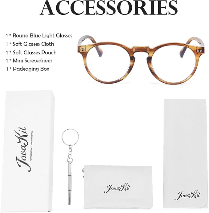 JOVAKIT Round Blue Light Glasses for Women Men Fashion Retro 90s Small Frame Computer Eyeglasses Anti Eyestrain
