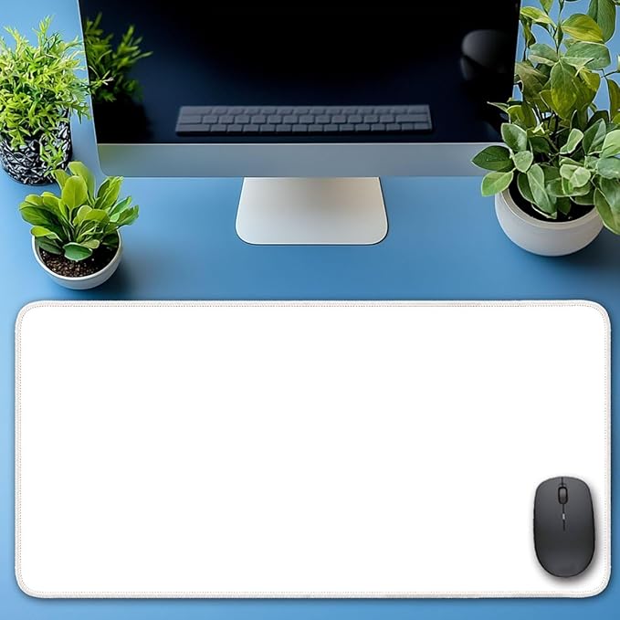 Large Mouse Pad, Non-Slip Desk Blotter, Office Desk Mat, Desk Pad Protector, Laptop Desk Pad, Desk Writing Pad for Office and Home, White, 31x12 inch