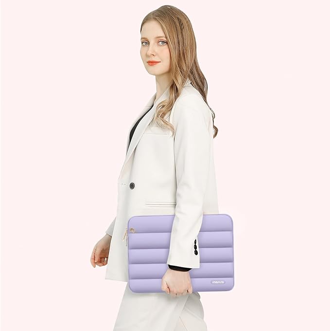 MOSISO Laptop Case 16 inch, 15-15.6 inch Puffy Laptop Sleeve Compatible with MacBook Pro 16 M5 M4 M3 M2 M1, HP Dell ASUS Acer Toshiba Lenovo, Polyester Horizontal Bag with Small Case, Purple