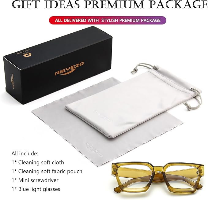 AIEYEZO Square Thick Frame Glasses for Women Men Fashion Blue Light Glasses Trendy Chic Computer Eyeglasses