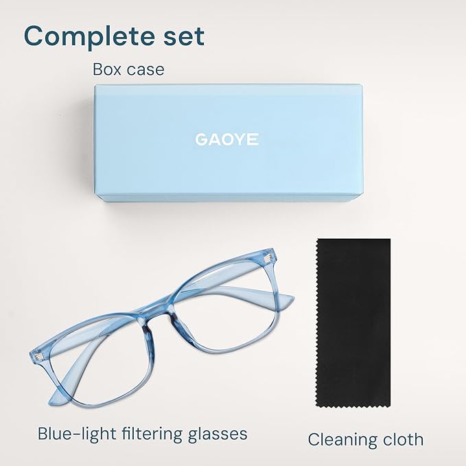 Gaoye Blue Light Glasses for Computer & Gaming - Anti UV Ray Lenses, Scratch-Resistant & Comfort Fit