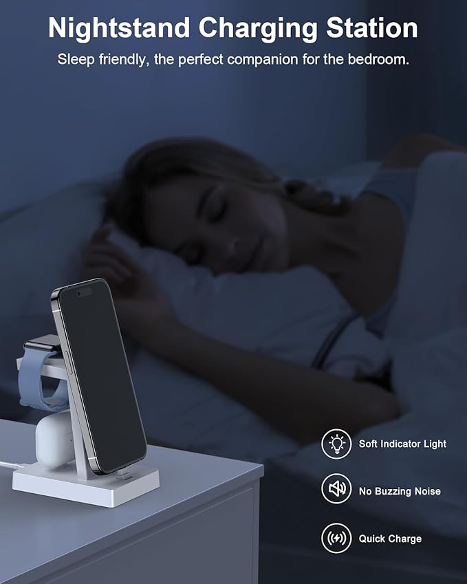 30W Fast Charging Station for Multiple Devices -ADADPU 3 in 1 Charger Stand for iPhone 14/13/12/11 Pro Max XS XR 8 Plus(Not for 17/16/15) Charging Dock for AirPods Apple Watch Series 8/7/6/5/4/3/2/SE