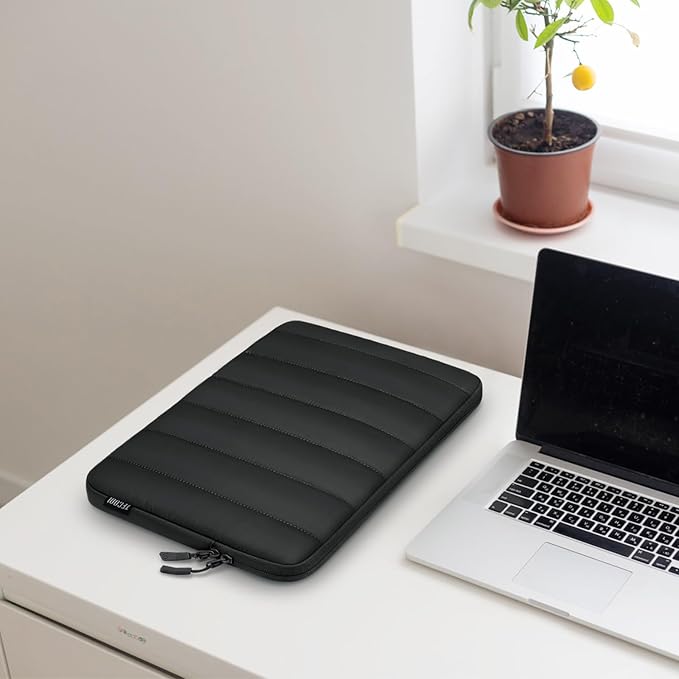 TECOOL Puffy Laptop Case 16 inch,Laptop Sleeve 16 inch for MacBook Pro 16 M5 M4 M3,16 Lenovo Thinkpad HP Acer Asus Dell Chromebook,Protective Waterproof 16 inch Sleeve Notebook with Small Case,Black