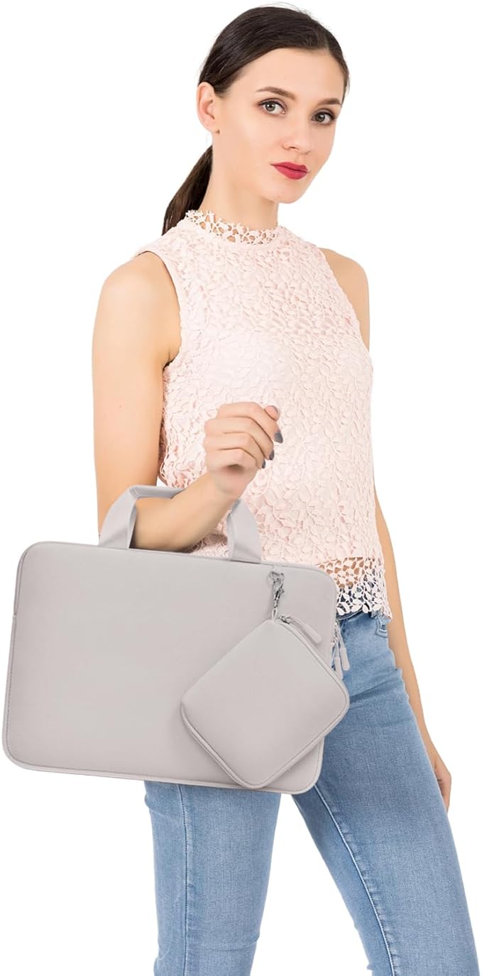 MOSISO Laptop Case 16 inch, 15-15.6 inch Laptop Sleeve Bag Compatible with MacBook Pro 16, HP Acer Dell Lenovo ASUS, Neoprene Carrying Computer Bag with Handle&Detachable Small Case, Stone Gray