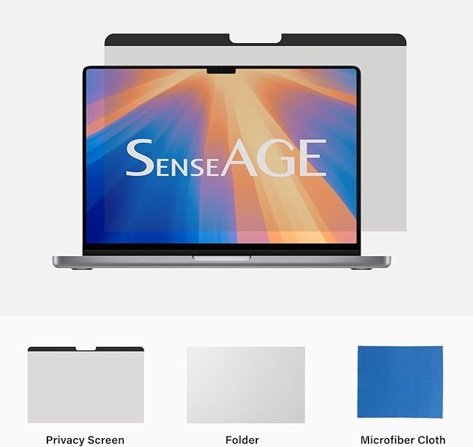 SenseAGE Magnetic Privacy Screen Filter For Macbook Pro 16 inch (2021-2024 M1, M2, M3, M4, Pro, Max), Privacy Screen Protector, Anti-Blue Light Screen Filter, Compatible with Macbook Pro 16 inch