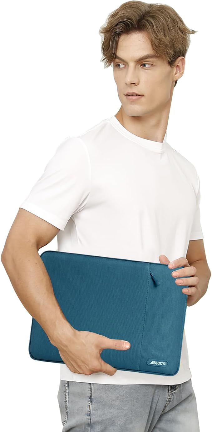 MOSISO Laptop Case 16 inch, 15-15.6 inch Laptop Sleeve Compatible with MacBook Pro 16 M5 M4 M3 M2 M1, HP Acer Dell Lenovo ASUS, Polyester Vertical Computer Sleeve Bag with Pocket, Deep Teal
