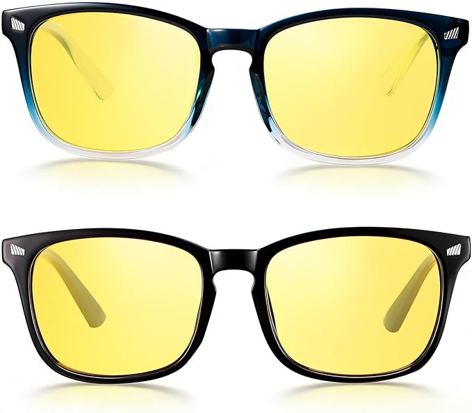 Polarized Sunglasses for Women Men, Night Driving Glasses Anti Glare Yellow Lens UV 400 for Day Night Use