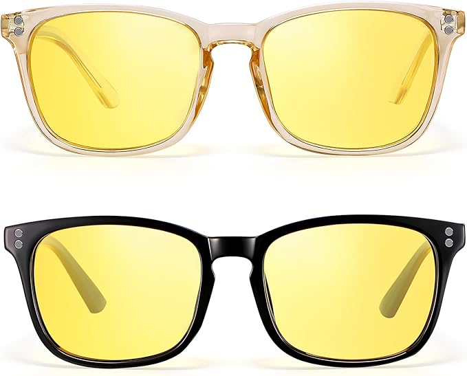 Polarized Sunglasses for Women Men, Night Driving Glasses Anti Glare Yellow Lens UV 400 for Day Night Use