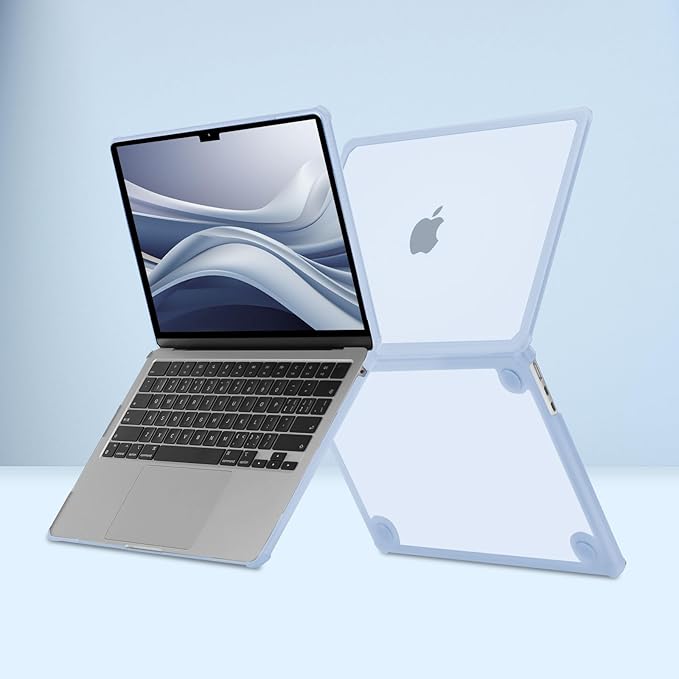 MOSISO Compatible with MacBook Air 13 inch Case M5 2026 M4 2025 M3 M2 2024-2022 A3449 A3240 A3113 A2681,3 in 1 Kit Crack-Resistant Heavy Duty Protective Plastic Hard Case with TPU Bumper, Baby Blue