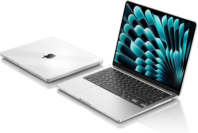 EooCoo Case Compatible with MacBook Air 13 inch M5 2026-2022 Release M4 M3 M2 A3449 A3240 A3113 A2681, Hard Shell&Keyboard Skin Cover&Screen Protector for Mac Air 13.6 inch, Gloss Clear