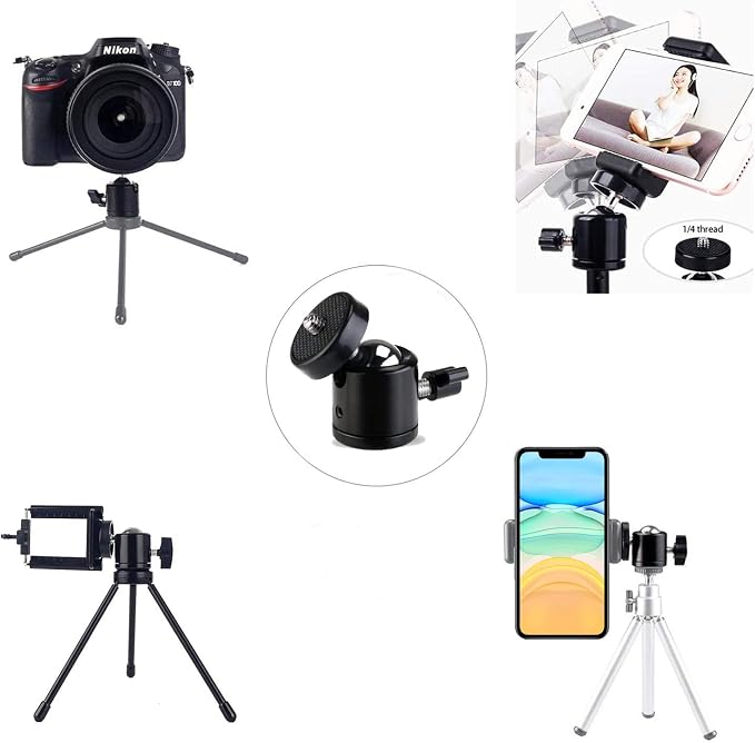 Universal 1/4" Swivel Mini Ball Head Screw Tripod Mount???2 Pack???, EszkozTA360 Degree Rotating Mount Base Adapter for DSLR Cameras HTC Vive Tripods Monopods Camcorder Light Stand?€? - Image 7