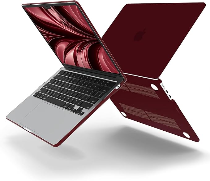 B BELK Compatible with MacBook Air 13 inch Case M5 2026 2025-2022 M4 M3 M2 A3449 A3240 A3113 A2681, Plastic Hard Shell Case+Keyboard Cover+Screen Protector for MacBook Air 13.6 inch Case, Marsala Red